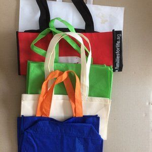 - 10 x reusable fabric strong durable washable shopping bags